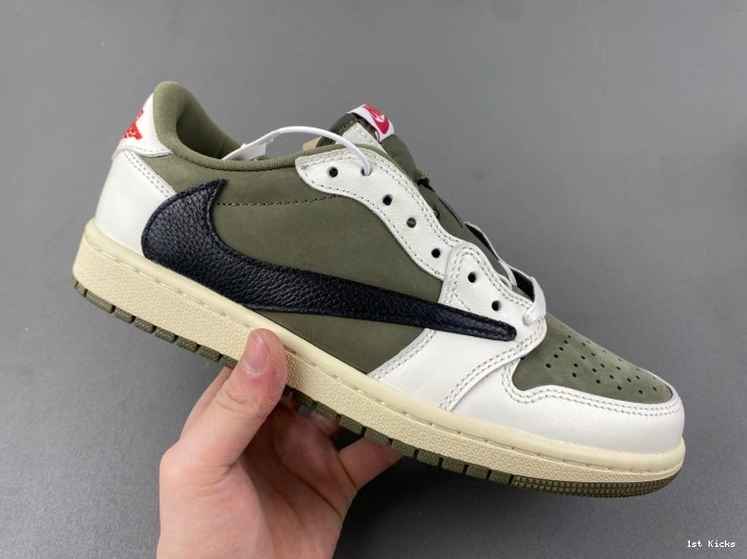 1st Kicks Shoes 1 OLIVE SCOTT OG MEDIUM JORDAN TRAVIS DM7866-200 X LOW AIR 0818